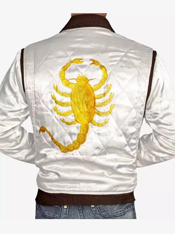 Men’s White Satin Bomber Jacket